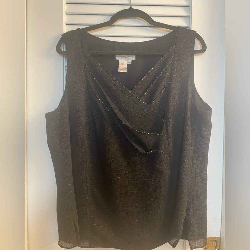 Adriana Papell Woman Vintage 90s Y2K Evening Blouse. Tiered Layered Front 18W